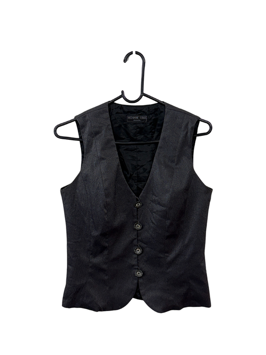 Vintage Grey Metallic Button Up Vest