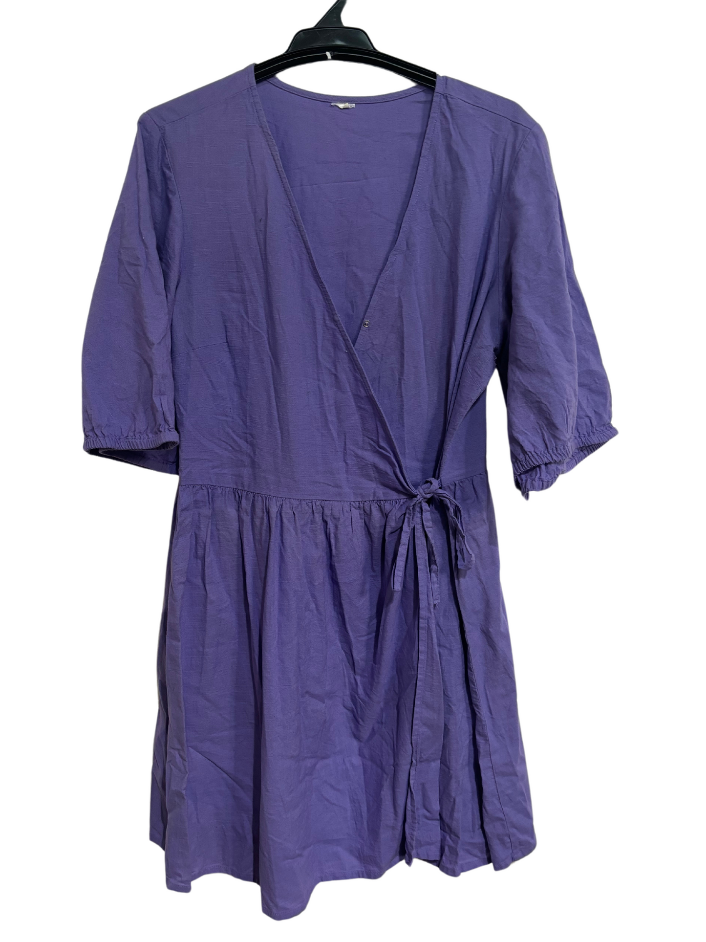 Light Purple Short Sleeve Wrap Dress