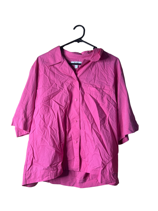 Pink Short Sleeve Button Up Shirt