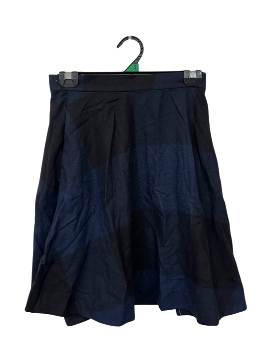 Dark Blue & Black Check Knee Length Skirt