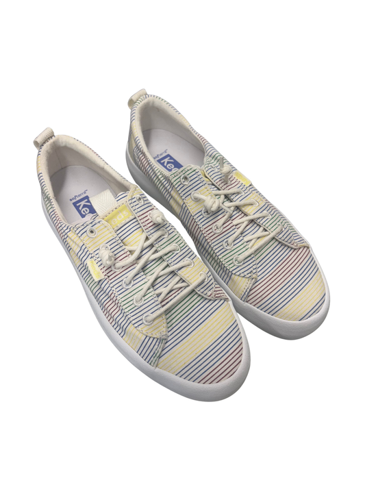 White & Multicolour Stripe Lowcut Laceup Sneakers