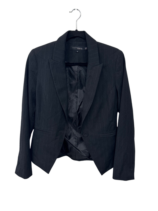 Black Pinstripe Fitted Jacket
