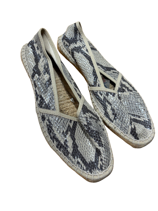 Cream & Black Snakeskin Raffia Flats