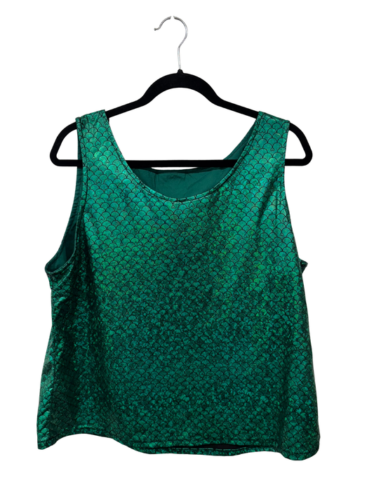 Green & Black Scale Print Sleeveless Singlet Top