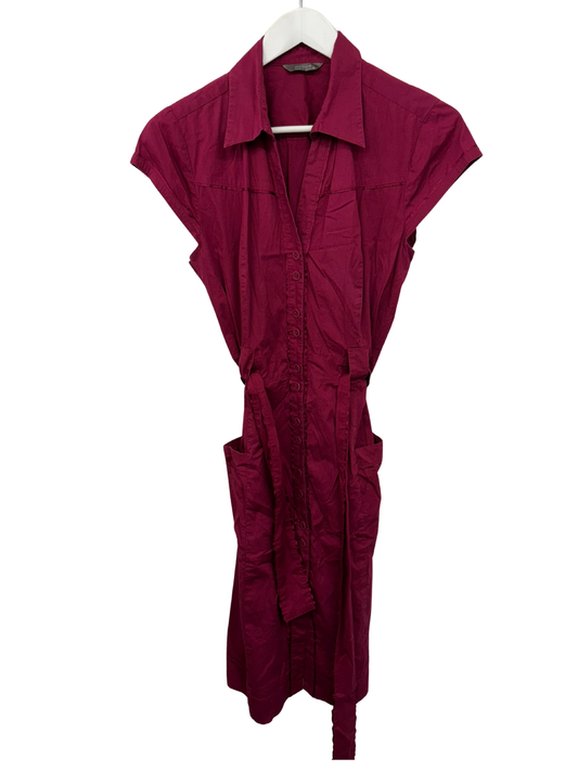 Maroon Sleeveless Midi Dress with Buttons