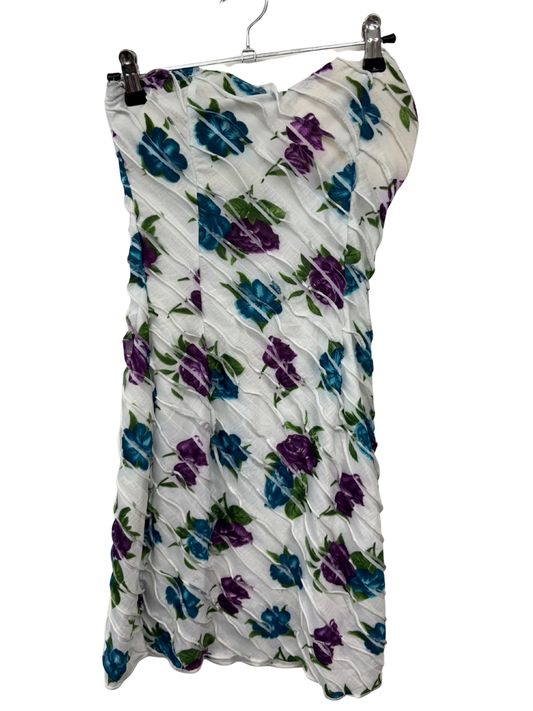 White, Blue, Purple Slash Strapless Dress