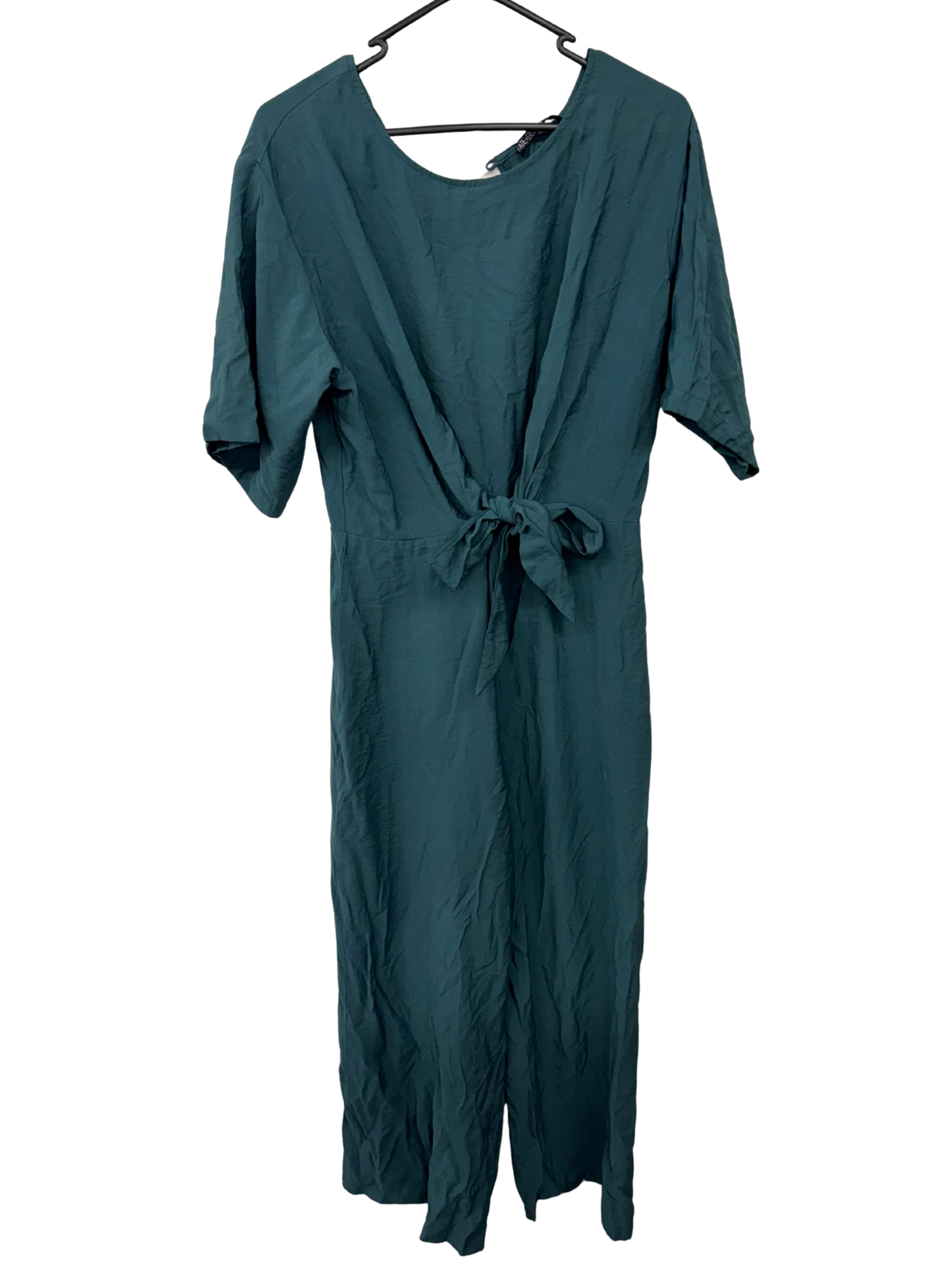 Green Short Sleeve Tie Front Jumpsuit