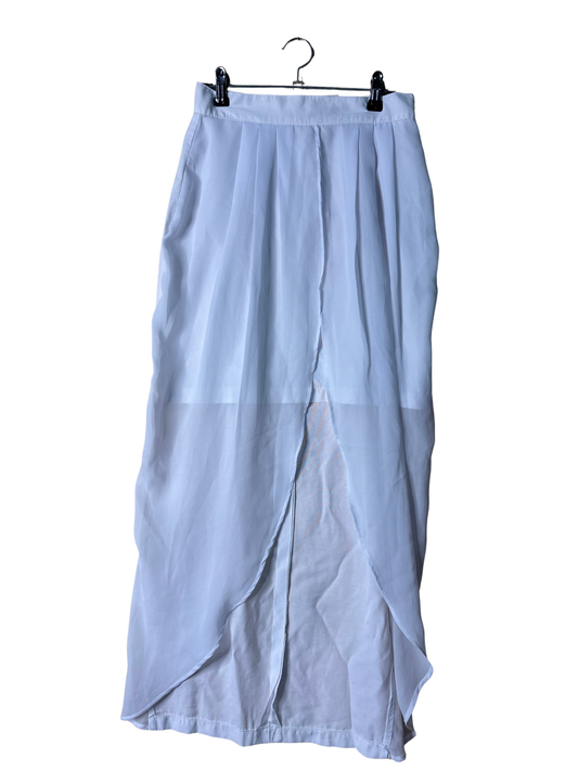 Vintage White Short Skirt with Midi Overlay