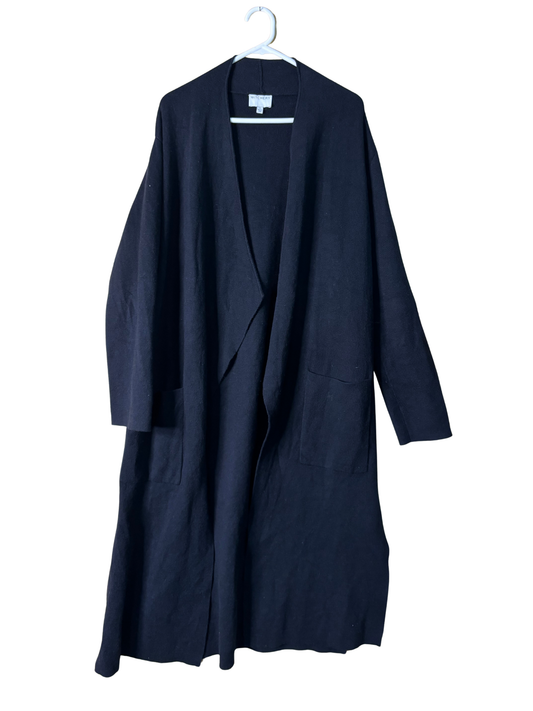 Black Long Sleeve Midi Knit Long Cardigan