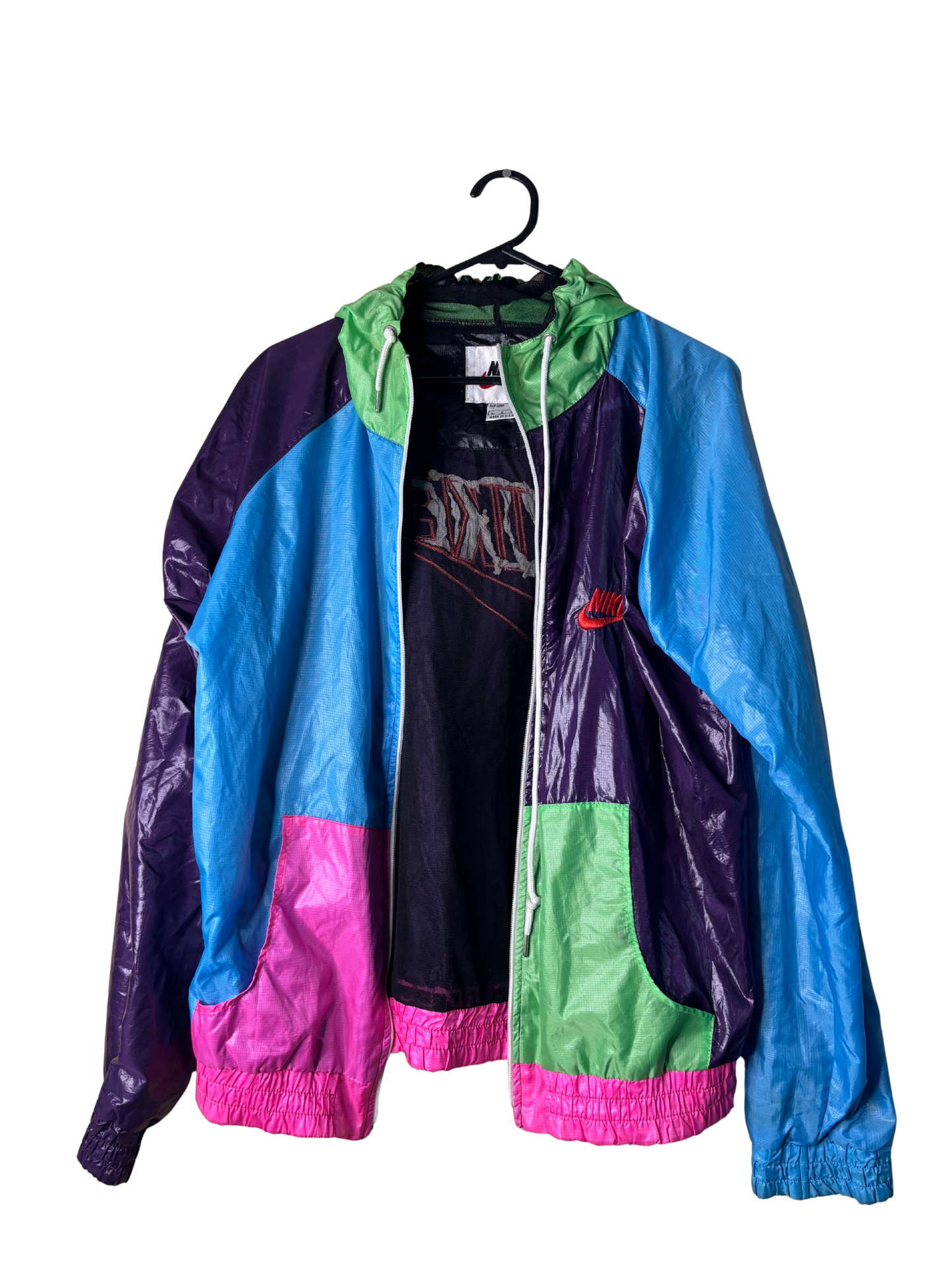 Purple, Blue, Green Multicolour Zip Up Spray Jacket
