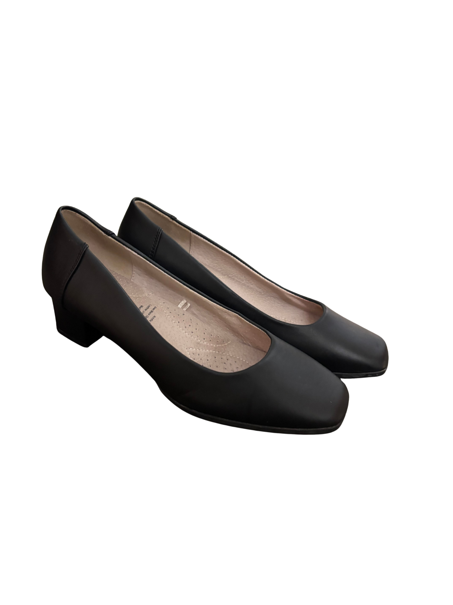 Vintage Dark Blue/Black Square Toe Block Heel