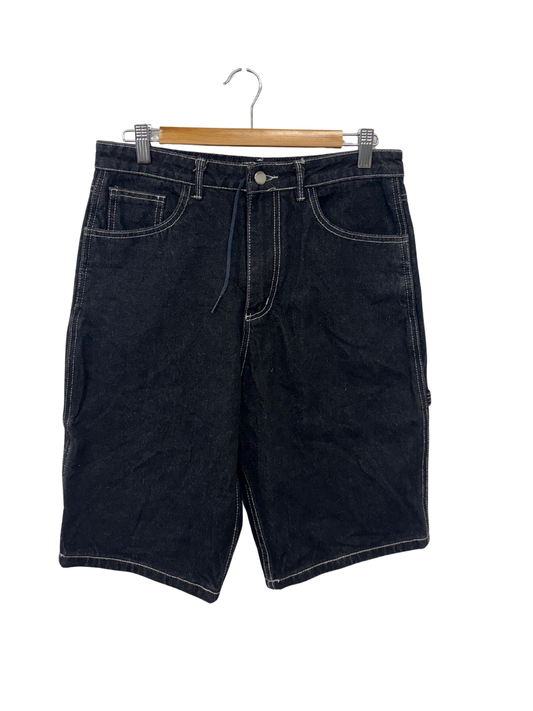 Black Jorts with White Contrast Stitch