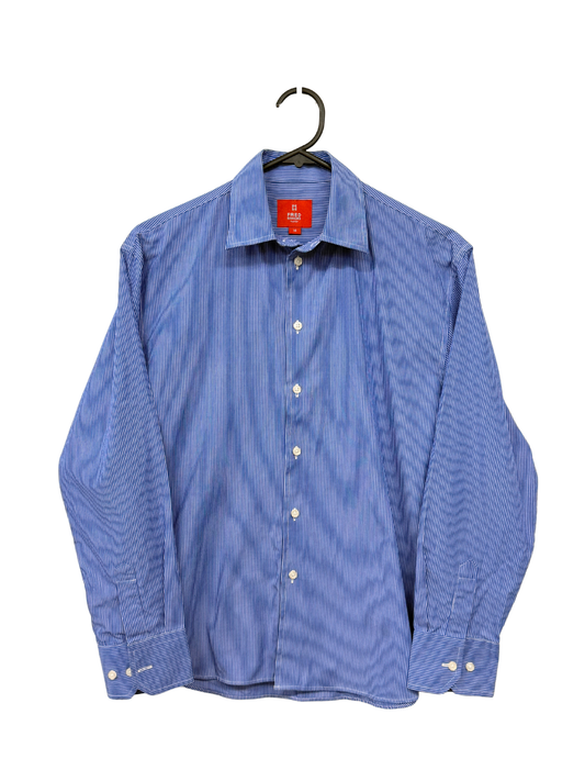 Blue & White Long Sleeve Striped Button Up Shirt