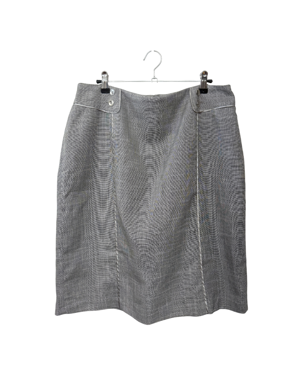 00s Grey Pencil Skirt with Silver Buttons
