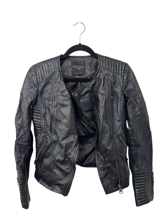 Black Boxy Leather Jacket