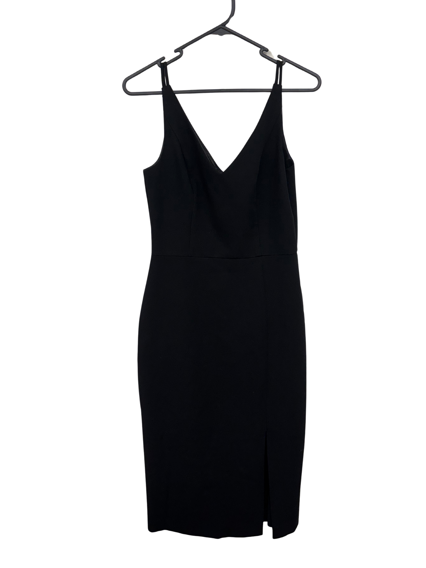 Black Thin Double Strap Midi Dress with Slit