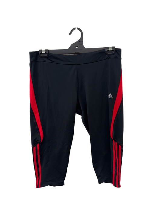 Black Capri Activewear Tights with Red Stripe