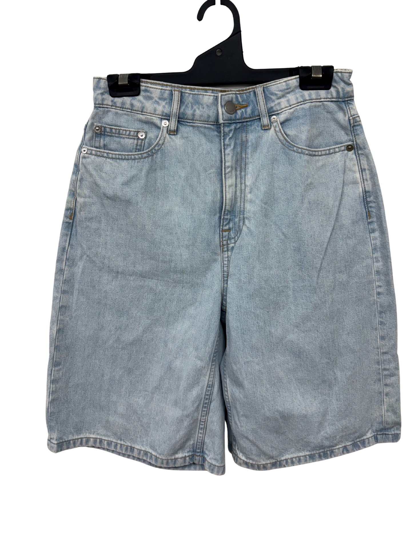 Light Blue High Waisted Long Denim Shorts