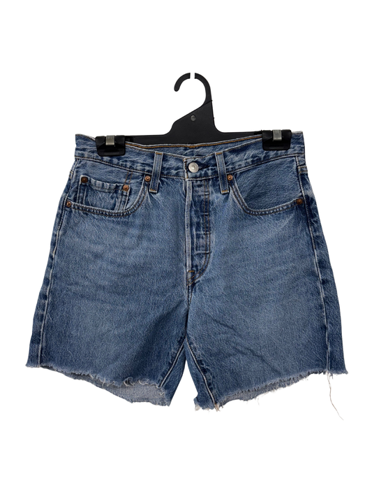 Blue Raw Hem Highwaisted Shorts