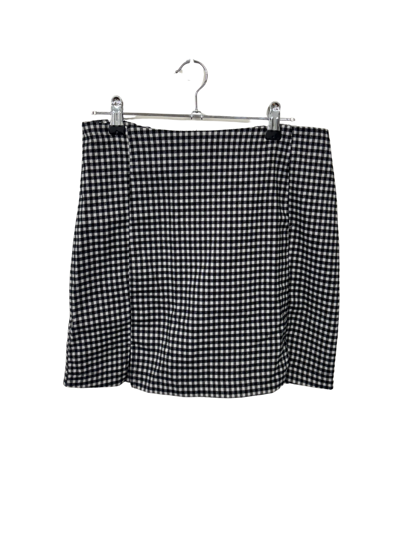 Black & White Check Short Skirt with Split