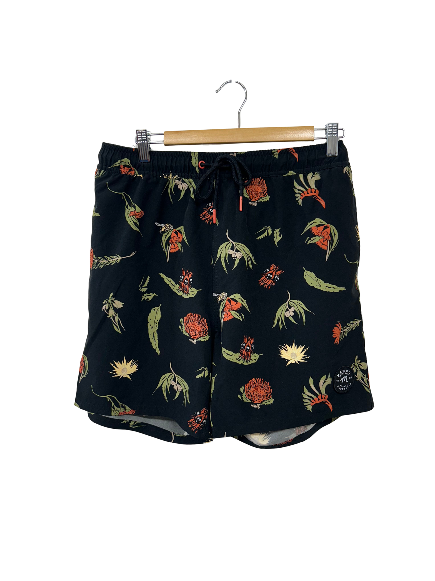 Black Native Flower Print Shorts