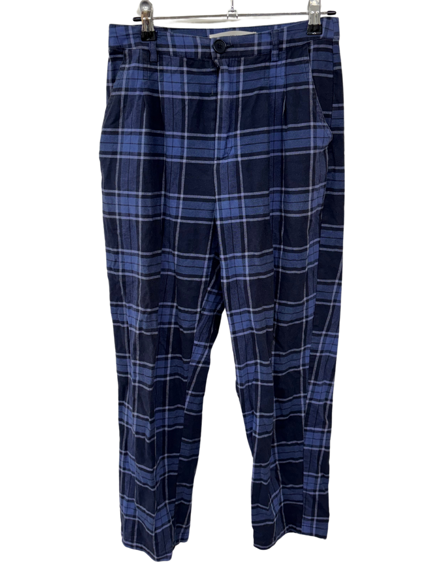 Black & Blue Check Highwaisted Tapered Pants