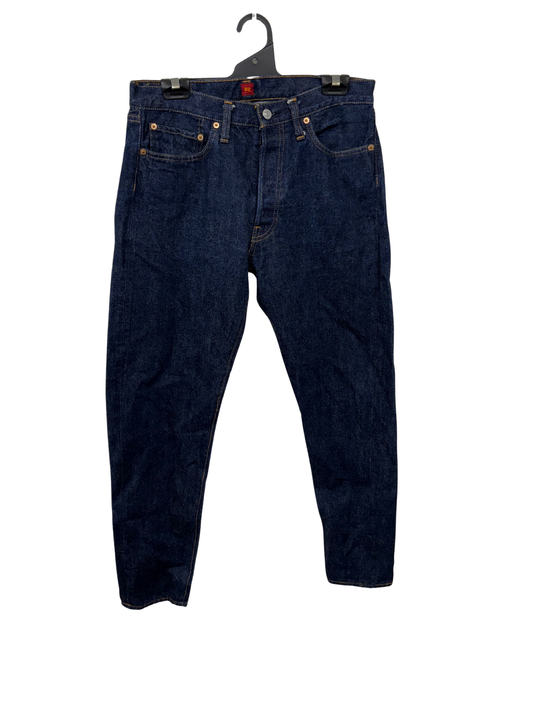 Vintage Dark Blue Denim Tapered Jeans