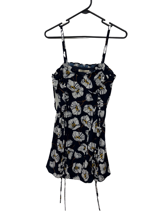 Dark Blue, White & Yellow Floral Strappy Dress