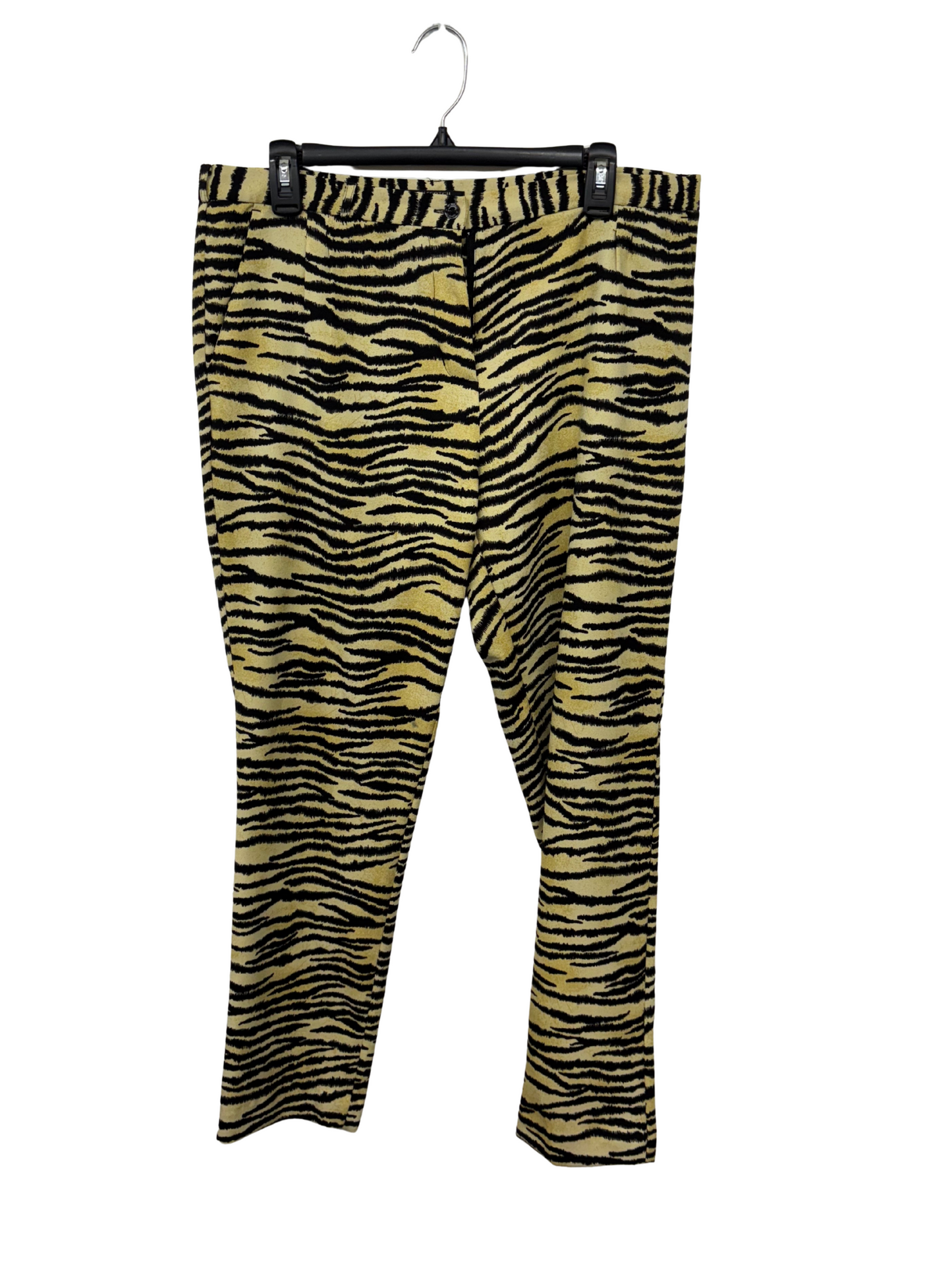 Yellow & Black Animal Print Mid-Rise Tapered Pants
