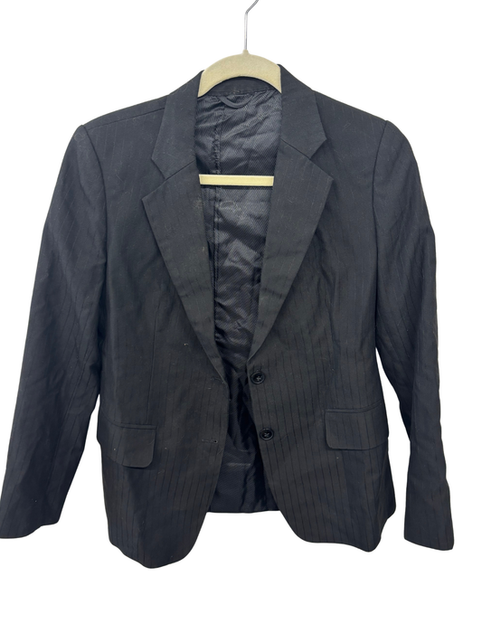 Black Pinstripe Fitted Blazer