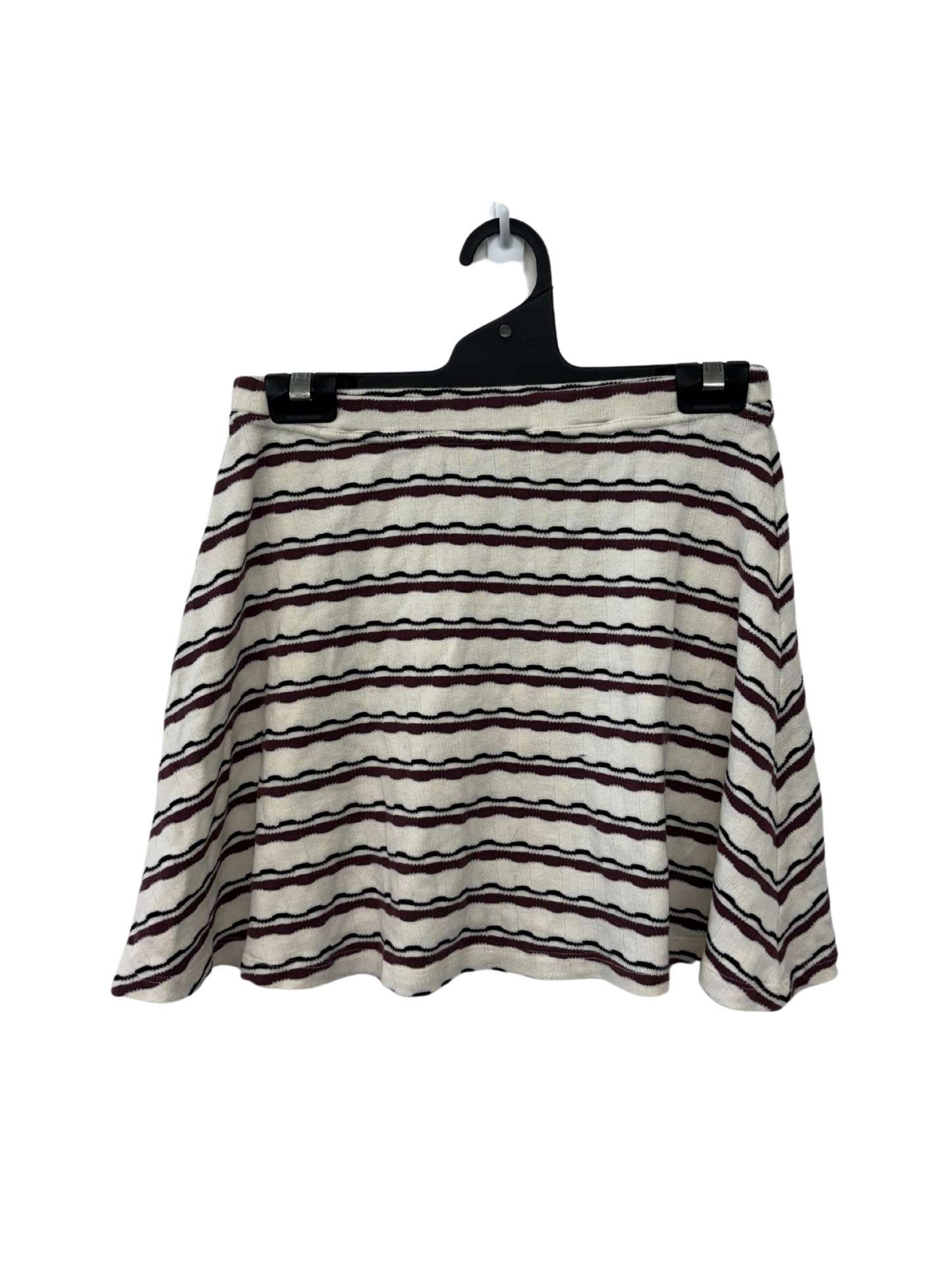 White, Black & Maroon Squiggle Stripe Knit Skirt