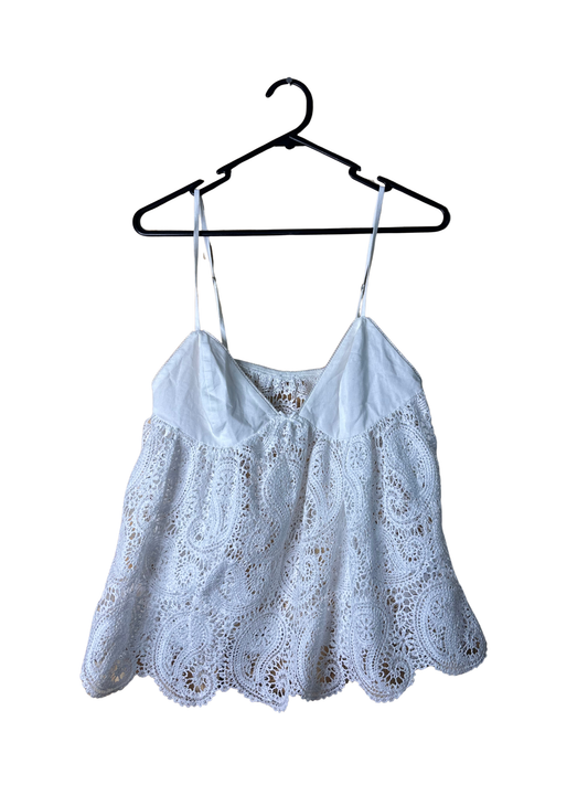 White Strappy Paisley Crochet Top