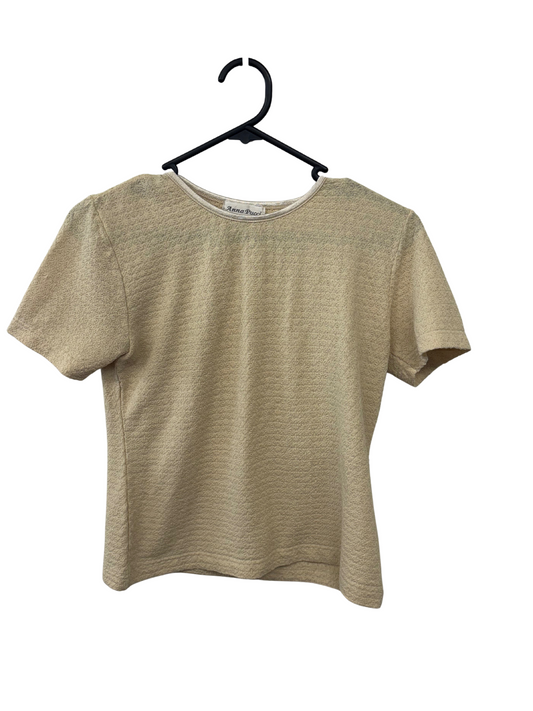 Light Yellow Lace Stretchy Short Sleeve Top