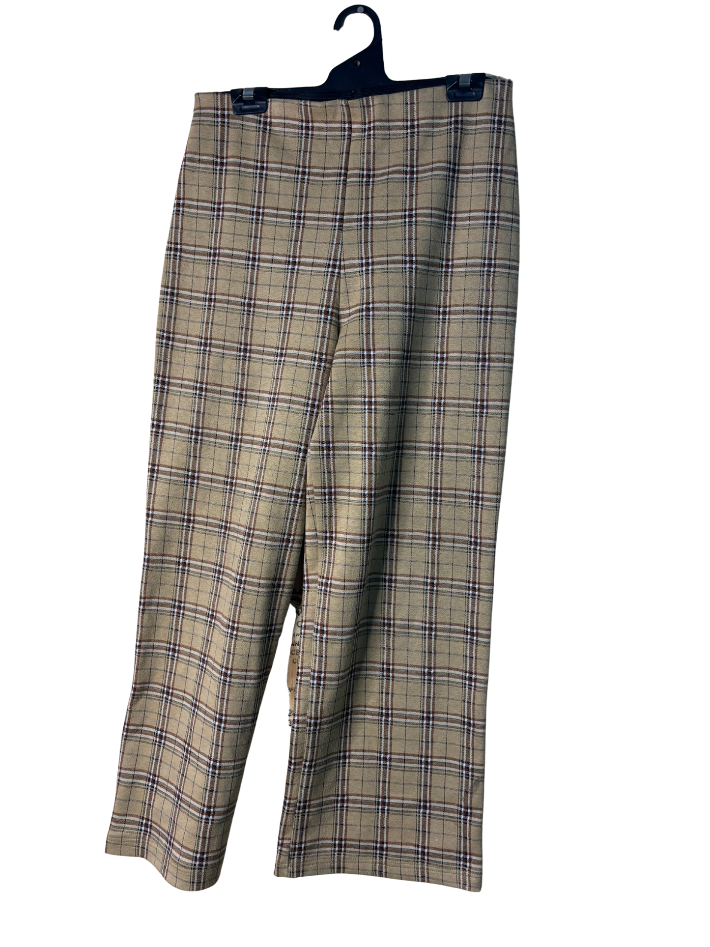 Light Brown Check Wide Leg Pants