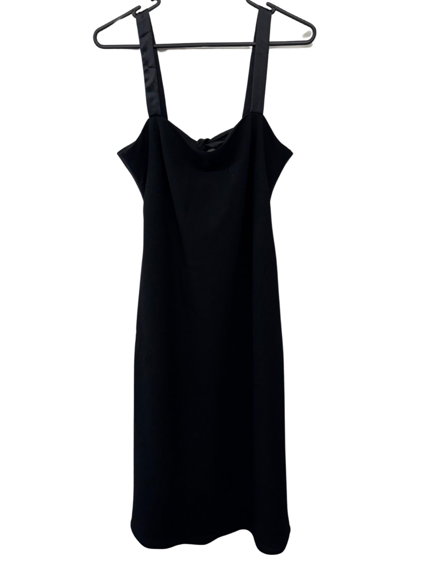 90s Black Strappy Tie Back Midi Dress