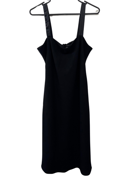 90s Black Strappy Tie Back Midi Dress