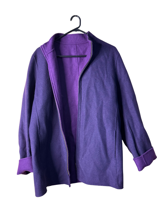 Dark Purple Felted Zip Up Jacket