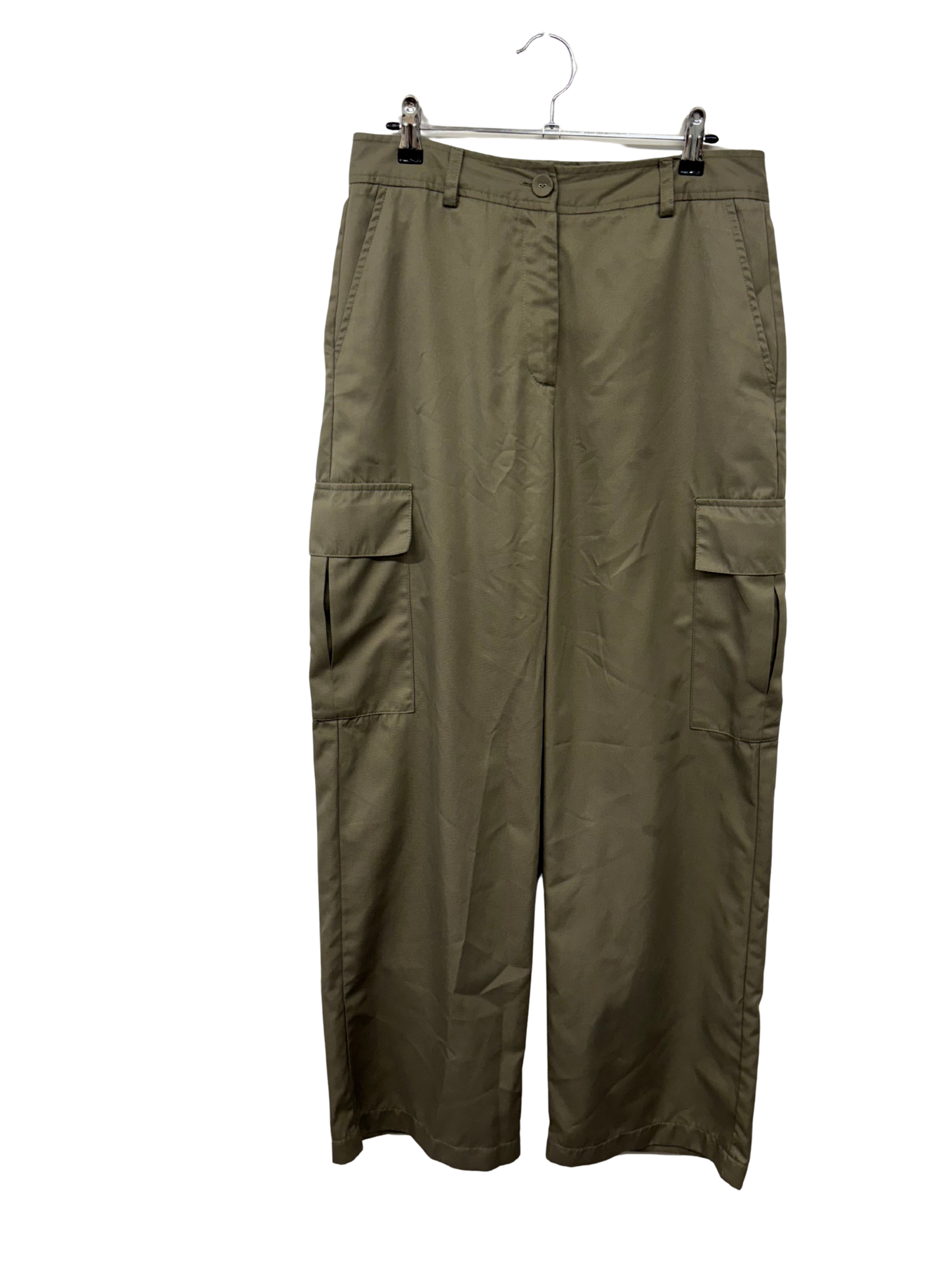 Green High Waisted Wide Leg Cargo Pants