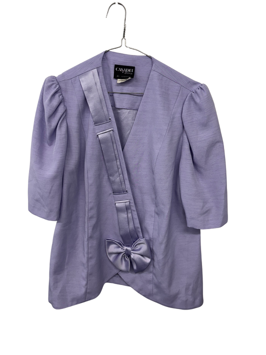 80s Light Purple Short Sleeve Jacket with Bow