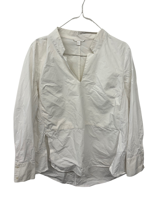 White Long Sleeve V Neck Shirt