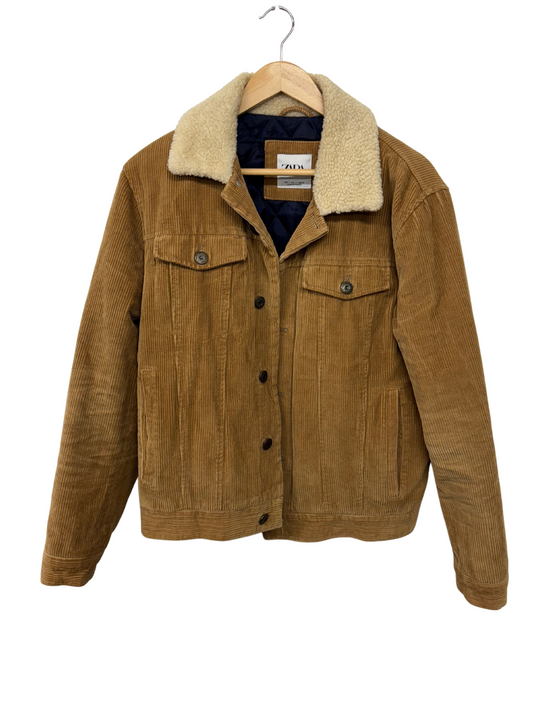 Light Brown Corduroy Faux Shearling Jacket