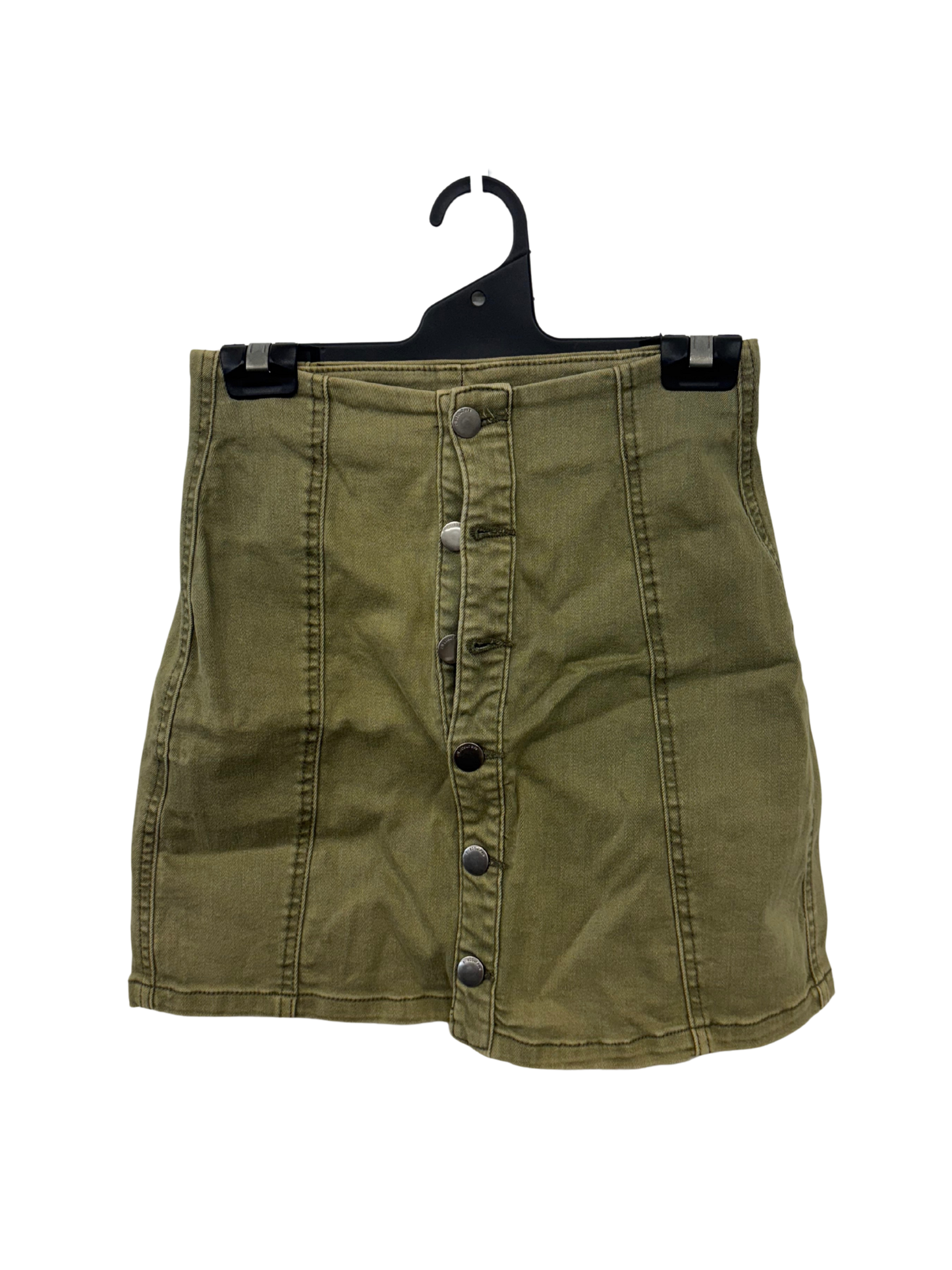 Khaki Button Up Mini Denim Skirt