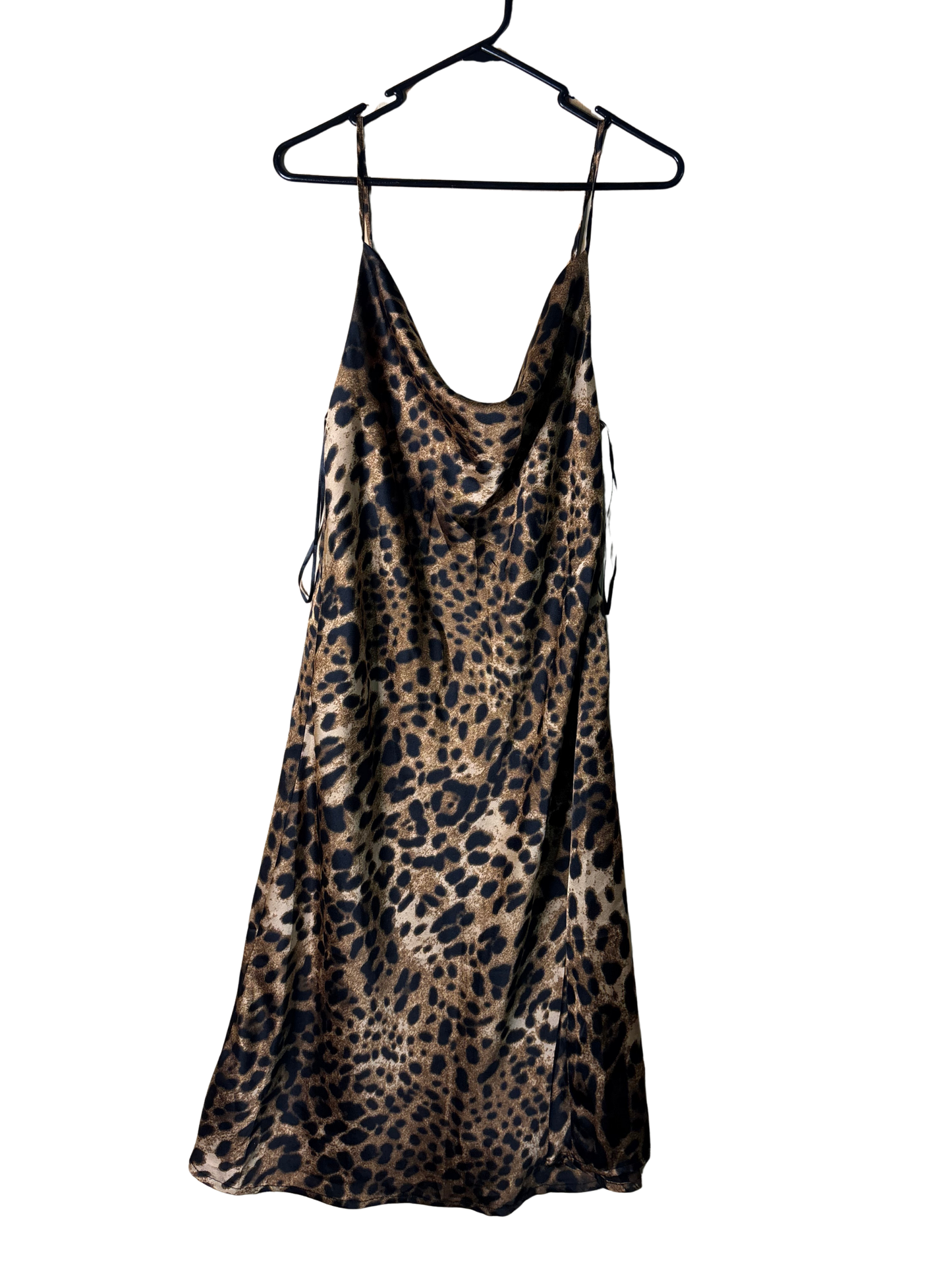 Brown & Black Leopard Print Strappy Short Dress