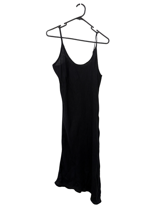 Black Semi-Sheer Midi Slip Dress