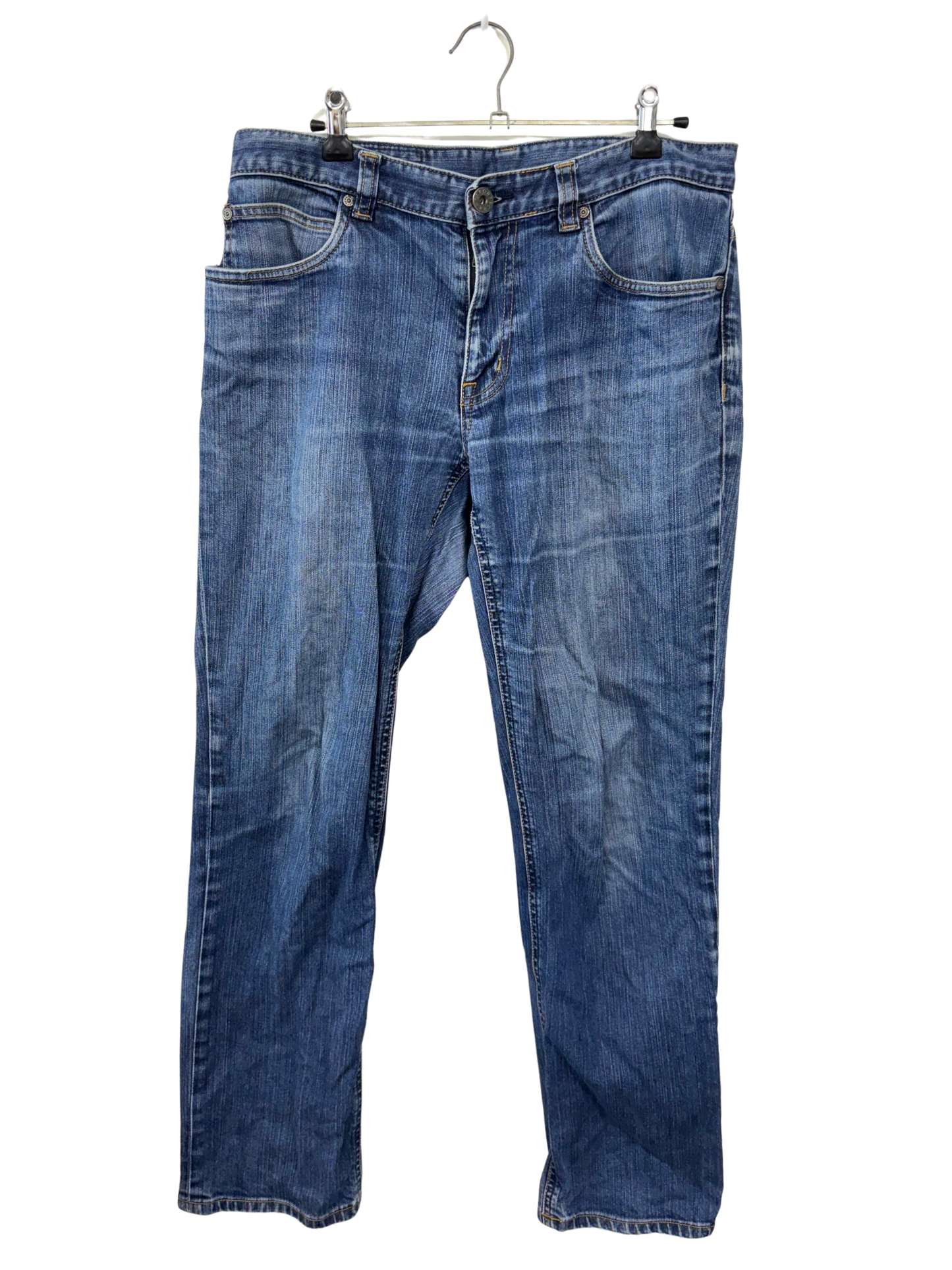 Blue Low Rise Straight Leg Jeans