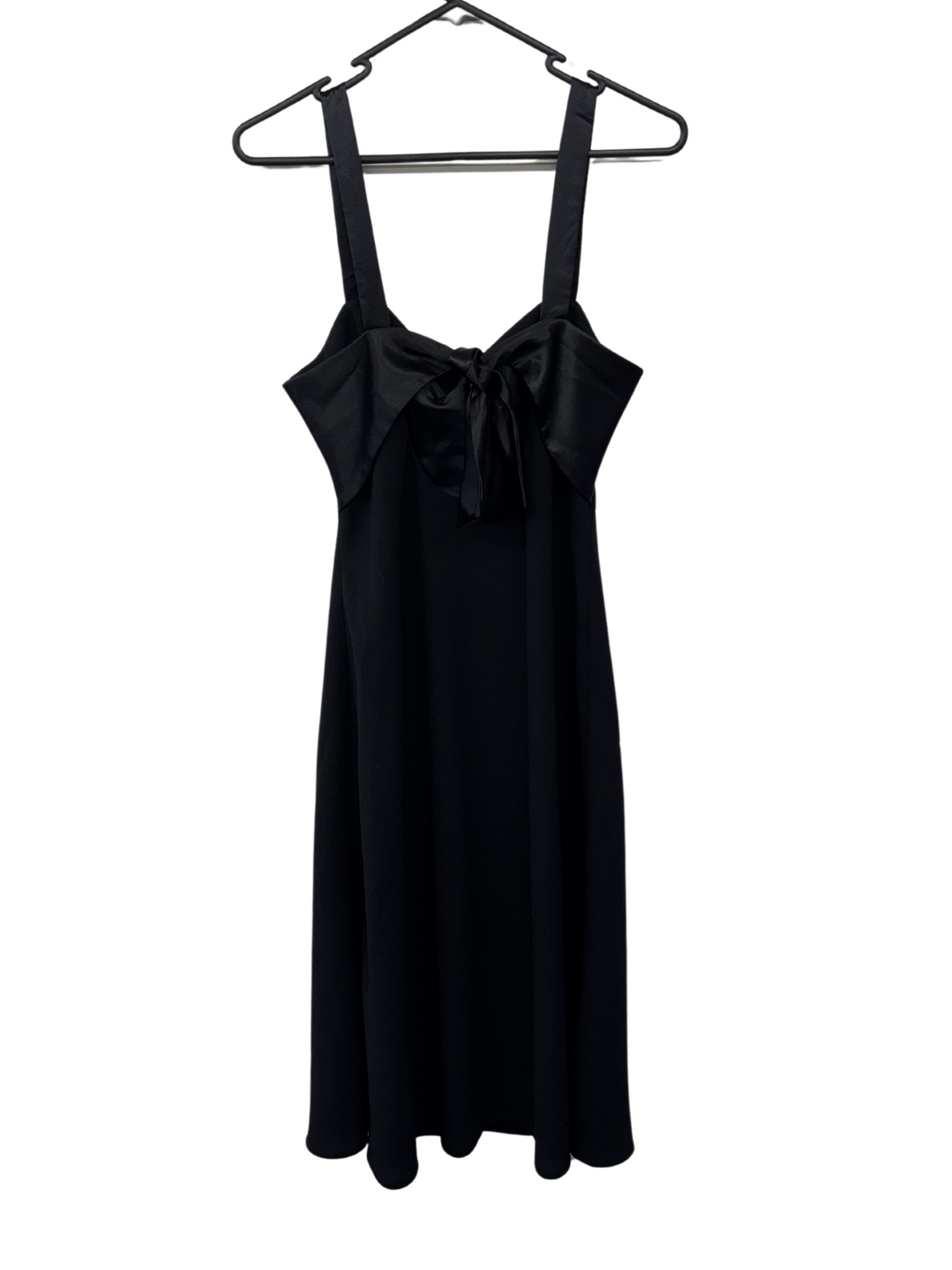 90s Black Strappy Tie Back Midi Dress