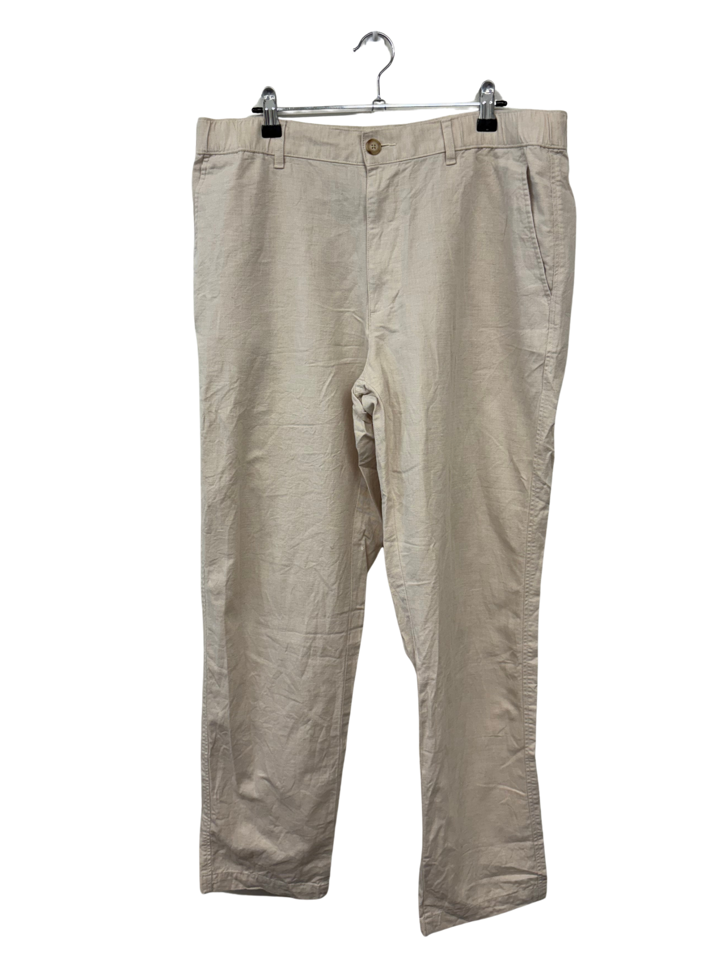 Cream Mid Rise Straight Leg Pants