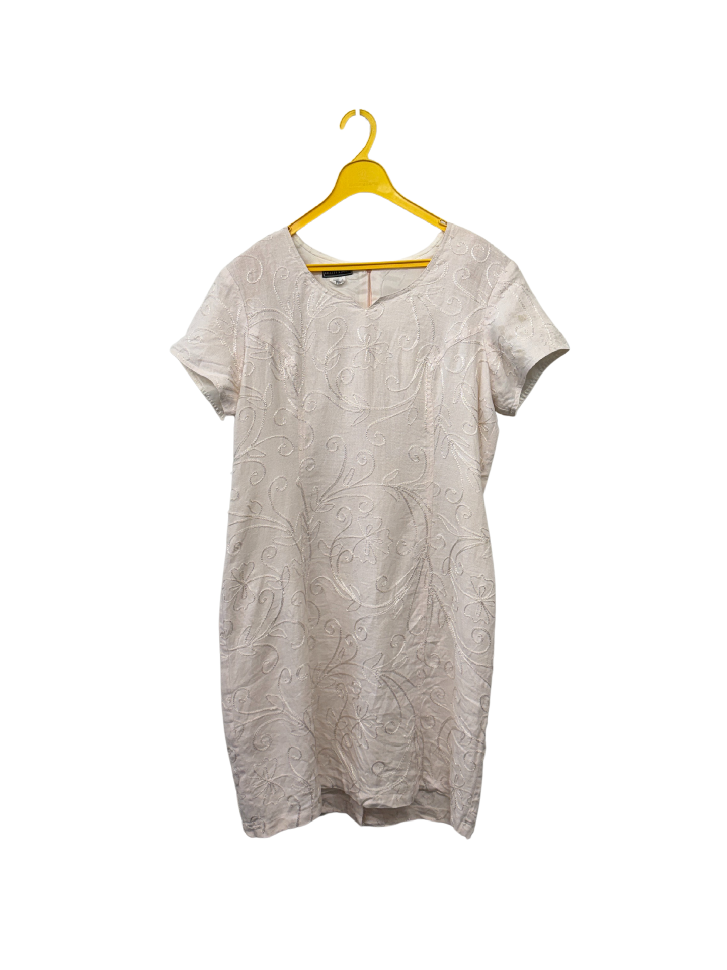 Vintage Pale Pink/White Embroidered Floral Midi Dress