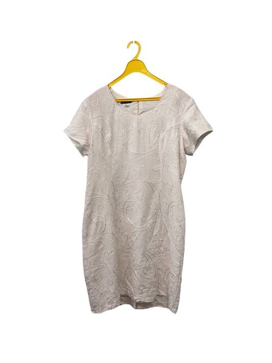 Vintage Pale Pink/White Embroidered Floral Midi Dress