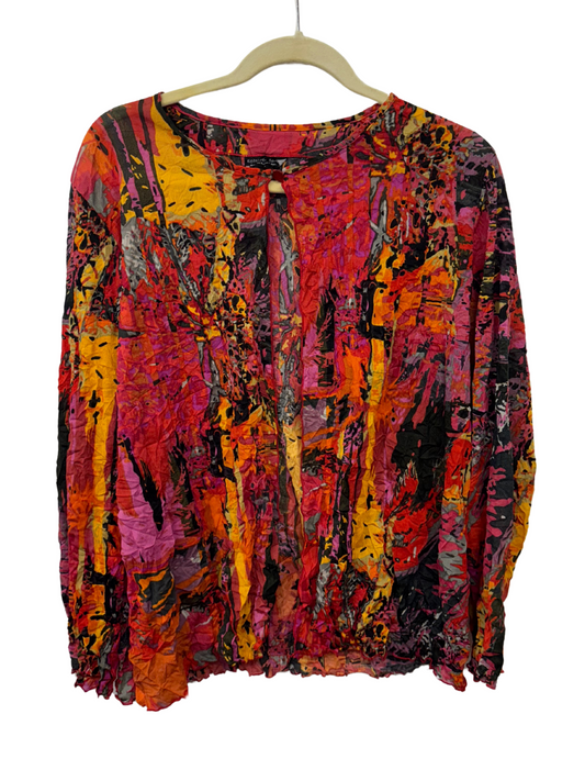 Red, Pink, Black Mesh Long Sleeve Cardigan